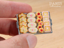 Load image into Gallery viewer, Iced Butter Cookies on Metal Baking Sheet - Four Tempting Varieties - Miniature Food