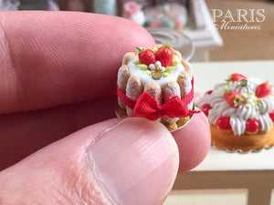 Strawberry Charlotte - French Pastry - Miniature Food in 12th Scale for Dollhouse