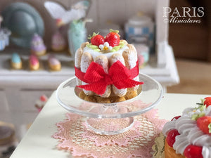 Strawberry Charlotte - French Pastry - Miniature Food in 12th Scale for Dollhouse