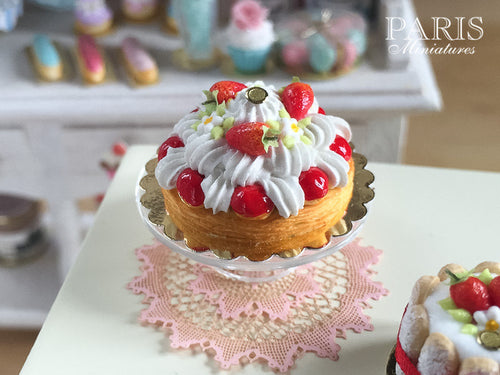 Strawberry Saint Honoré - French Pastry - Miniature Food in 12th Scale