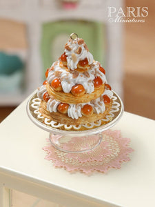 Triple Tiered St Honoré Pastry Centerpiece - Miniature Food in 12th Scale