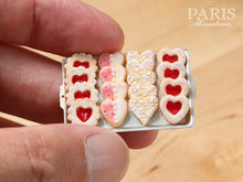 Load image into Gallery viewer, Heart Shaped Jam Cookies and Lace Effect Cookies on Tray - Miniature Food