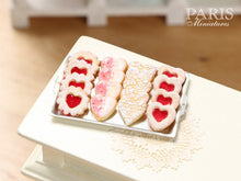 Load image into Gallery viewer, Heart Shaped Jam Cookies and Lace Effect Cookies on Tray - Miniature Food