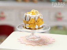 Load image into Gallery viewer, Tropical Fruit Charlotte decorated with Mango Cubes and Banana Slices - Miniature Food in 12th Scale