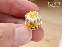 Load image into Gallery viewer, Tropical Fruit Charlotte decorated with Mango Cubes and Banana Slices - Miniature Food in 12th Scale