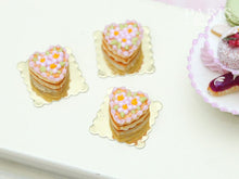 Load image into Gallery viewer, Heartshaped Pink Millefeuille Cream-Filled Sablé - Individual Pastry - Miniature Food