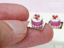 Load image into Gallery viewer, Raspberry Individual Pastry - Génoise Cake - Miniature Food in 12th Scale for Dollhouse