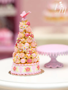 Pink Croquembouche / Pièce Montée - French Wedding Cake - Miniature Food in 12th Scale