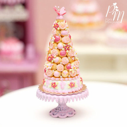 Pink Croquembouche / Pièce Montée - French Wedding Cake - Miniature Food in 12th Scale