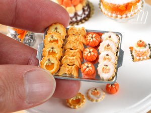 Halloween Autumn / Fall Cookies on Metal Baking Sheet - Four Varieties - Miniature Food