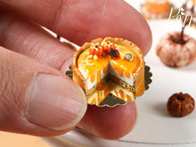 Load image into Gallery viewer, Halloween / Autumn Cut Pumpkin Cheesecake - Miniature Food in 12th Scale for Dollhouse