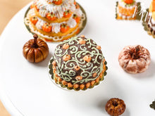 Load image into Gallery viewer, Pumpkin Patch Halloween Chocolate Cake - Miniature Food in 12th Scale for Dollhouse