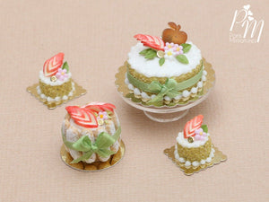 French Apple Génoise Cake - Individual Pastry - Miniature Food in 12th Scale for Dollhouse