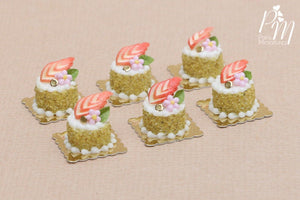 French Apple Génoise Cake - Individual Pastry - Miniature Food in 12th Scale for Dollhouse