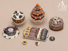 Load image into Gallery viewer, Chocolate Cookies and Meringues on Metal Tray - 4 Tempting Varieties - Miniature Food