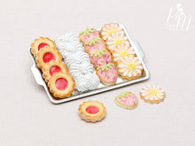 Load image into Gallery viewer, Summer Strawberry and Cream Cookies and Meringue on Tray - Miniature Food