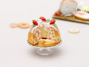 Strawberry Kouglof (Cut with Slice) - 12th Scale Miniature Food