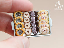 Load image into Gallery viewer, Chocolate-Themed Cookies on Metal Baking Sheet - Miniature Food in 12th Scale
