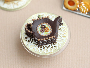Teapot Shaped Millefeuille Chocolate Cake - Miniature Food