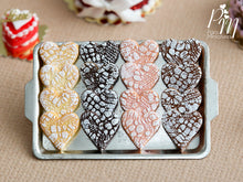 Load image into Gallery viewer, Display of Valentine&#39;s &quot;Lace Effect&quot; Heart Cookies on Metal Tray - Miniature Food
