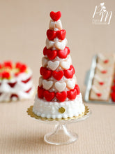 Load image into Gallery viewer, Red and White Hearts Pièce Montée (Valentine&#39;s Celebration Cake) - Miniature Food