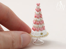 Load image into Gallery viewer, Pink and White Hearts Pièce Montée (Valentine&#39;s Celebration Cake) - Miniature Food