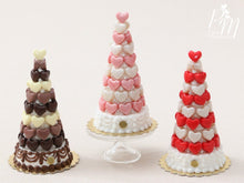 Load image into Gallery viewer, Pink and White Hearts Pièce Montée (Valentine&#39;s Celebration Cake) - Miniature Food