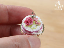 Load image into Gallery viewer, Pink Cake Decorated with Pink Rose, Heart, Golden Birdcage -  Miniature Food