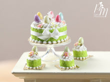 Load image into Gallery viewer, Easter Cake with Colourful Eggs and Rabbit - Spring Green - Miniature Food