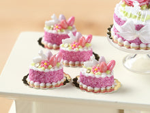 Load image into Gallery viewer, Easter Individual Pastry Decorated with Candy Eggs and Bunny - Dark Pink - Miniature Food