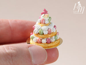Triple Layered Easter St Honoré - Miniature Food in 12th Scale for Dollhouse
