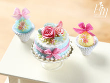 Load image into Gallery viewer, Easter Cake with a Trio of Colourful Spring Roses, Eggs and Tiny Rabbit