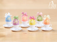 Load image into Gallery viewer, Candy Easter Egg Decorated with Blossoms in Egg Cup - Purple Egg