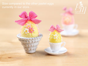 Candy Easter Egg Decorated with Blossoms in Egg Cup - Pink Egg