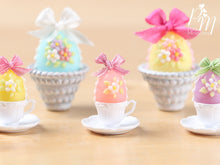 Load image into Gallery viewer, Candy Easter Egg Decorated with Blossoms in Egg Cup - Pink Egg