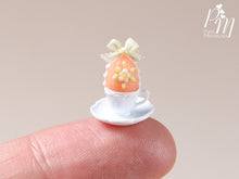 Load image into Gallery viewer, Candy Easter Egg Decorated with Blossoms in Egg Cup - Peach Egg