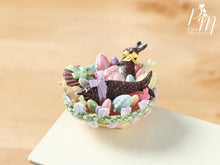 Load image into Gallery viewer, Beautiful French Easter Basket with Chocolate Rabbit, Fruits de Mer (Seafood) (E) – Miniature Food