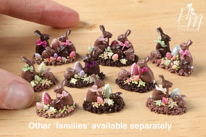 Chocolate Easter Rabbit Family Display (F) - Miniature Food in 12th Scale for Dollhouse