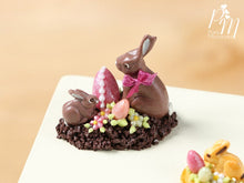 Load image into Gallery viewer, Chocolate Easter Rabbit Family Display (F) - Miniature Food in 12th Scale for Dollhouse