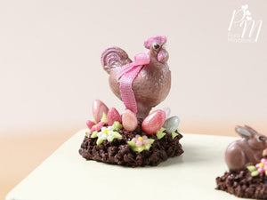 Milk Chocolate Hen Easter Display (B) - Miniature Food in 12th Scale for Dollhouse