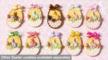 Load image into Gallery viewer, Easter Shortbread Cookie “Basket” Decorated with Rabbit, Blossoms, Egg, Bunny, White Silk Bow