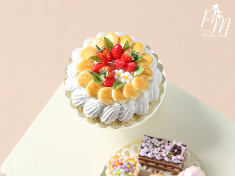 Strawberries and Cream Cake - Miniature Food