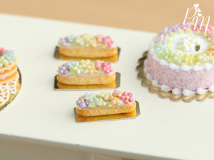 Rainbow Blossoms French Eclair - Miniature Food for Dollhouse 12th scale