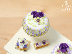 Elegant Purple Rose Cake - Miniature Food