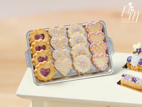 Presentation of Iced Butter Cookies on Baking Tray - Miniature Food