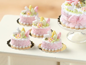 Easter Individual Pastry Decorated with Candy Eggs and Bunny - Light Pink