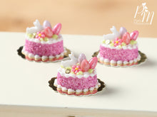 Load image into Gallery viewer, Easter Individual Pastry Decorated with Candy Eggs and Bunny - Dark Pink - Miniature Food