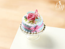 Load image into Gallery viewer, Easter Cake with a Trio of Colourful Spring Roses, Eggs and Tiny Rabbit