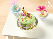 Load image into Gallery viewer, Spring Garden Miniature Easter Cake Decorated with Bunny Cookie, Pink Eggs, Blossoms