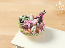 Load image into Gallery viewer, Beautiful French Easter Basket with Chocolate Rabbit, Fruits de Mer (Seafood) (D) – Miniature Food